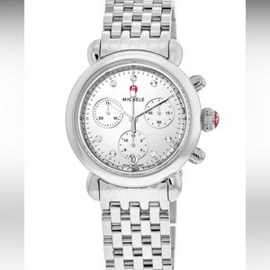 BRAND NEW MICHELE Stainless Steel Mirror Diamond Bracelet Watch, 36mm - 0.02 ctw